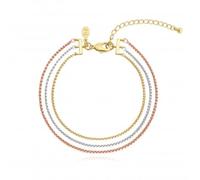 Joma Jewellery Ella Multi Chain Gold Silver Rose Gold 18cm + 3cm Extender - Brass