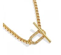 Joma Jewellery Evermore CZ Oval Gold Tone T-Bar Necklace 42cm