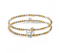 Joma Jewellery Reva Double Heart Two Tone Linked Bracelets 17.5cm Stretch