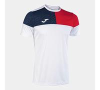 Joma Mens Kurzarmshirt Mann Crew V T-Shirt, White, Red, Navy Blue, XL EU