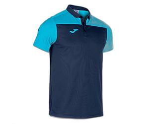 Joma Polo Brand Model Polo Short Sleeve Hobby II Navy Turquoise Fluorescent