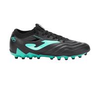 Joma Soccer Boots Firm Ground, 6.5-12 US - Professional Cleats - Microfiber Upper, Chrome Sole, Heel Reinforcement - Powerful, Black Turquoise, 6.5 UK