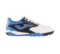 Joma Turf Soccer Cleats for Beginners | Breathable Multi-Stud Shoes, White Blue, 8 UK