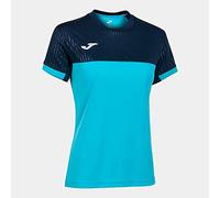 Joma Women's Montreal Short Sleeve T-Shirt, Navy Fluorescent Turquoise, XXS