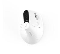 JOMAA Wireless 2.4G & Dual Bluetooth Three-Channel Ergonomic Vertical Mouse Adjustable DPI, Multi-Function Turntable for PC, Laptop, MacBook, Rechargeable (White)