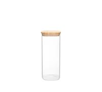 Jomafe Glass Storage Jar with Bamboo Lid - Airtight Transparent Food Container for Coffee, Tea, Sugar, Spices, Multi-Grain, Pasta, Snacks, Nuts, Flour, Rice & Dry Goods (1900ml)