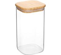Jomafe Glass Storage Jar with Bamboo Lid - Airtight Transparent Food Container for Coffee, Tea, Sugar, Spices, Multi-Grain, Pasta, Snacks, Nuts, Flour, Rice & Dry Goods (1400ml)