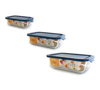 Jomafe Rectangular Glass Food Container Set 640ml, 1050ml, 1520ml