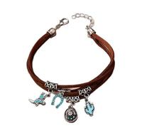 Jomayly Turquoise Western Layered Bracelets Bohemian Vintage Stackable Turquoise Bracelet Cow Head Charm Leather Bracelet Western Rustic Country Concert Outfits for Women, M, Zinc, no gemstone