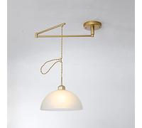 JOMBID Modern Swing Arm Adjustable Pendant Light E27 1-Light Glass Shade Ceiling Hanging Lamp Indoor Bedroom Living Room Suspended Light Fixture Home Dining Table Chandelier