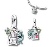 JOME Monsters Inc. Inspired Charm in 925 Sterling Silver - Multicolour Enamel Door Design - Fits European Bracelets - Cute Sulley & Mike Pendant - Disney Fan Gift for Women & Girls