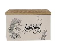 Jomeis Lady Stuff Storage Box - Vintage Wooden Bathroom Divided Organizer with Flip-Top Lid for Pads, Liners, Tampons & More - Feminine Hygiene Rustic Chic Home Decor, Hinged Lidded Discreet Storage