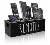 Jomeis Wooden Remote Control Holder | Table Caddy Living Room Organizer | 3 Compartment Bedside Tidy Storage Box for TV Remotes, Phones, Pens, Makeup, Office Desk Supplies etc