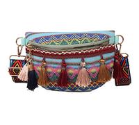 Jomewory Folk Style Waist Bag Woven Boho Style Bag Lightweight and Colorful Braided Shoulder Women's Fashion Tassel Ethnic Style Chest Bag