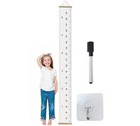 Jomewory Kids Growth Height Chart, Wood Frame Height Measure Chart, Canvas Removable Growth Height Chart for Interior Walls, Dorm, 200cm, with Hook and Whiteboard marker