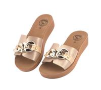 JOMIX Mules Women's Summer Platform Fashionable Comfortable Lightweight Non-Slip Slip-On Versatile Comfortable Stable Everyday Beach Leisure Modern Durable Robust Chic Practical Elegant, golden, 4 UK