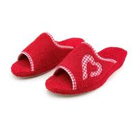 JOMIX Women's House Open Foam Slippers Summer Low Wedge Soft Cork Sole Comfortable Lightweight with Hearts for Lady, red, 8 UK