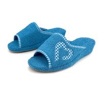 JOMIX Women's House Open Foam Slippers Summer Low Wedge Soft Cork Sole Comfortable Lightweight with Hearts for Lady, sky blue, 4 UK