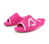 JOMIX Women's House Open Foam Slippers Summer Low Wedge Soft Cork Sole Comfortable Lightweight with Hearts for Lady, fuchsia, 5 UK