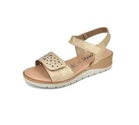 JOMIX Women's Summer Sandals with Adjustable Strap Elegant Leather Flat Sandals Casual Slippers for House Sea Beach Made in Italy, TD2942, Gold, 7 UK