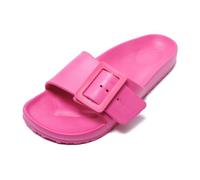 JOMIX Womens Summer Slides with Adjustable Buckle Non-Slip Ladies Shower Slippers EVA Sandals for Beach Sea Pool, SD2002, Fuscia, 4 UK