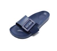 JOMIX Womens Summer Slides with Adjustable Buckle Non-Slip Ladies Shower Slippers EVA Sandals for Beach Sea Pool, SD2002, Navy, 6.5 UK
