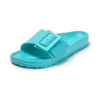 JOMIX Womens Summer Slides with Adjustable Buckle Non-Slip Ladies Shower Slippers EVA Sandals for Beach Sea Pool, SD2002, Blue, 5 UK