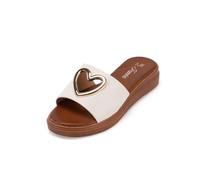 JOMIX Women's Summer Slippers Leather Tilt Heel Comfortable Elegant and Fashionable WFC250357 White 4.5 UK