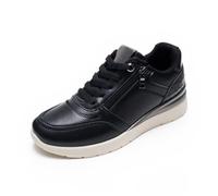 JOMIX Women's Wedge Sole Lace Up Side Zip Trainers | Low casual shoes with raised sole padded shaft edge and contrast details for modern everyday looks