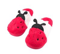 JOMIX Women's Winter Slippers with Ladybird Pattern with Seven Stars Adorable and Warm Slippers Non-Slip for the Home Comfortable Slippers with Plush, red, 8 UK