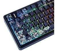 JOMKIZ Dark Fragrance Floral Theme Side-Legend Shine-Through PBT Keycaps - 133 Keys Cherry Profile, Dye-Sublimation Black Keycap Set for Mechanical Keyboard