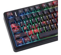 JOMKIZ Maple Leaf PBT Keycaps 133 Keys Full Set - Cherry Profile Side Print Shine Through Keycaps, Dye Sublimation Red Black Pattern for 60% 65% 75% 100% Mechanical Keyboard