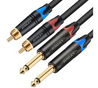 JOMLEY 1/4 TS to RCA Cable, 10 ft, Dual RCA to Dual 1/4 inch TS Audio Adapter, Compatible with Speakers, TV, DVD Player, PC