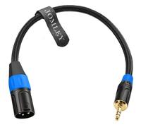 JOMLEY 3.5mm Mini Jack to XLR Male Balanced Adapter Cable, 30cm | XLR to 1/8 Inch Mini Jack Stereo Male to Male Audio Adapter for Laptop Mixer, Gold-Plated Braided Aux to XLR Cable