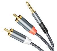 JOMLEY 3.5mm to RCA Cable 3.3ft, 2 RCA to 3.5mm AUX Male to Male Stereo Y Splitter Adapter Cable for Smartphone, Speaker, Tablet, MP3 Player