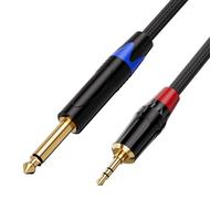 JOMLEY 3.5mm TRS Stereo to 6.35mm TS Mono Interconnect Cable, 2m | Gold Plated 3.5mm TRS Stereo to 1/4 Inch TS Mono Aux Jack Adapter Cable With Nylon Braid Jacket for Laptop Amplifier