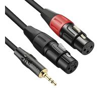 JOMLEY Dual Female XLR to 3.5mm Y-Splitter Cable, Unbalanced XLR Female to 1/8" Mini-Jack TRS Stereo Aux Interconnect Audio Mic Breakout Patch Cord - 6.6 ft