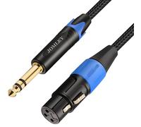 JOMLEY Female XLR to 1/4'' TRS Cable, 6.35mm TRS to XLR Female Microphone Cable, Nylon Braid 3-Pin XLR Female to 6.35mm Stereo Jack Balanced Interconnect Microphone Cable - 1m