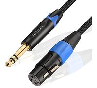 JOMLEY Female XLR to 1/4'' TRS Cable, Nylon Braid 3-Pin XLR Female to 6.35mm TRS Stereo Jack Balanced Interconnect Microphone Cable - 2m