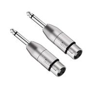 JOMLEY Unbalanced XLR Female to 1/4 Inch TS Mono Male Adapter, 2 Pack | Nickel-Plated Metal Housing with EMI/RFI Shielding, Low-Noise Signal Transmission for Mixer, Microphone & Amplifier
