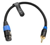 JOMLEY XLR Female to 3.5mm Mini Jack Stereo Balanced Cable Adapter, 30cm | Gold-Plated 1/8 inch TRS to XLR Female Audio Cord for Condenser Microphones, Nylon Braided 3.5mm to XLR Cable