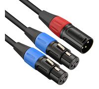 JOMLEY XLR Splitter Cable, 1 XLR Male to 2 XLR Female Microphone Cable,0.5m | XLR Splitter Y Cable 2 Female to 1 Male Balanced Cord for Speaker Mixer, Gold-Plated & Shielded OFC Hi-Fi Sound