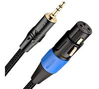 JOMLEY XLR to 3.5mm Cable, Unbalanced Female XLR to 1/8 inch Mini Stereo Jack Aux Microphone Cable Mic Cord for Cell Phone, Laptop, Speaker, Mixer-2m/6.6ft