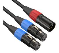 JOMLEY XLR Y-Splitter Cable, 1 XLR Male to 2 Female Microphone Y-Splitter Cord Balanced Microphone Adapter Patch Cable - 1.5 meter