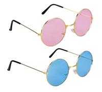 Jomnvo 2 Pieces Hippie Retro Sunglasses John 60's Style Round Colored Glasses Fancy Dress Costume Accessories,retro glasses round