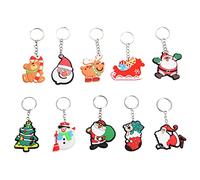 Jomnvo 60 PCS Christmas Keychain Ornaments Santa Claus Snowman Christmas Stocking Gloves Pendant Keychains Cartoon Decorative Key Rings for Christmas Party Favors Party Bag Fillers (60), 4x9