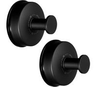 JOMOLA 2PCS Stainless Steel Bathroom Towel Hook Suction Cup Holder Utility Shower Hooks Hanger for Towel Storage Kitchen Utensil Vacuum Suction Cup Hooks, Matte Black