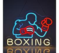 JOMOSPO Boxing Neon Sign, Neon Lights Hanging Wall Art Decoration for Fitness Club Gym Sports Room Workout Game Room Man Cave Boys Gifts, USB Powered Ultra Bright Dimmable, 16.1 * 12.2 inches