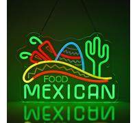 JOMOSPO Mexican Food Neon Sign, Neon Lights Hanging Wall Art Decoration for Business Mexico Restaurant Fast Food Shop/Truck, Bar, Pub, USB Powered Ultra Bright Dimmable, 15.75×11 inches