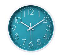 jomparis 12 Inch Silent Non-Ticking Battery Operated Round Turquoise Wall Clock Easy to Read for Pool/Home/Office/School/Kitchen/Bedroom/Living Room Teal Clocks